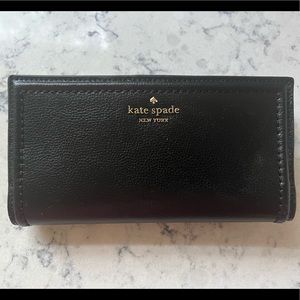 Kate Spade Black Pebbled Leather Slim Wallet